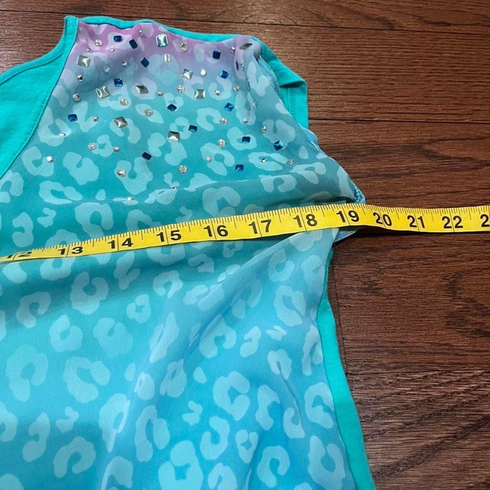 ⭐y2k justice teal & purple cheetah‎ print rhinestone top small - Picture 5 of 8